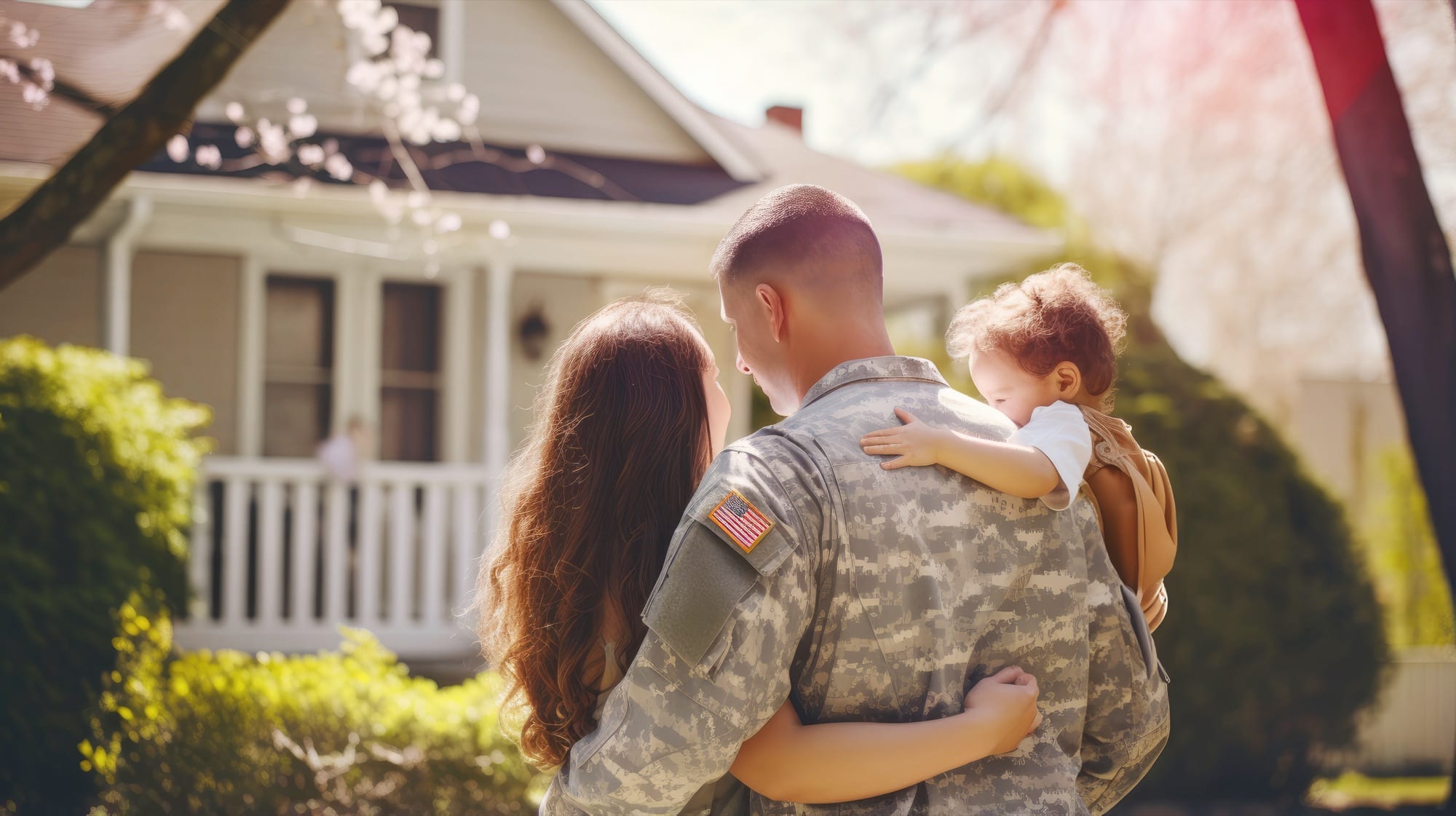 A U.S. military family arriving at their new home